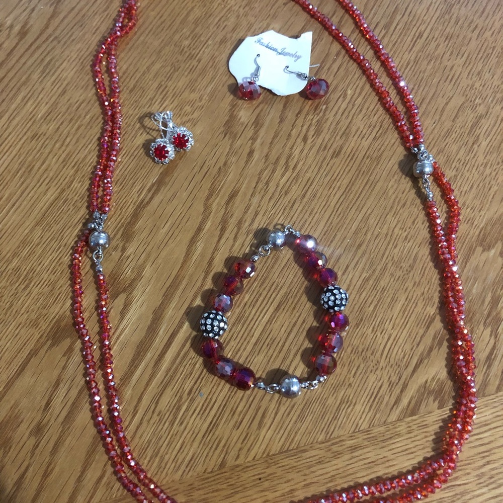 Necklace, bracelet, and earring set